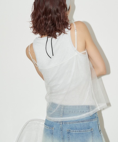 Auntie Rosa Holiday（アンティローザホリデー）の「シアーキャミソール（キャミソール・レディース・ブラック/オフホワイト・FREE）」の19枚目の写真