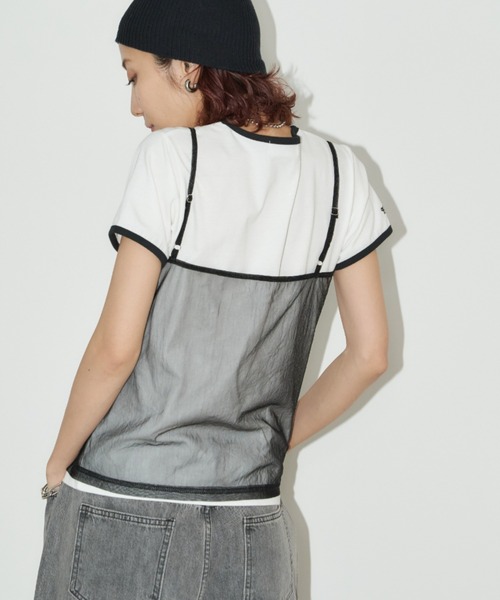 Auntie Rosa Holiday（アンティローザホリデー）の「シアーキャミソール（キャミソール・レディース・ブラック/オフホワイト・FREE）」の7枚目の写真