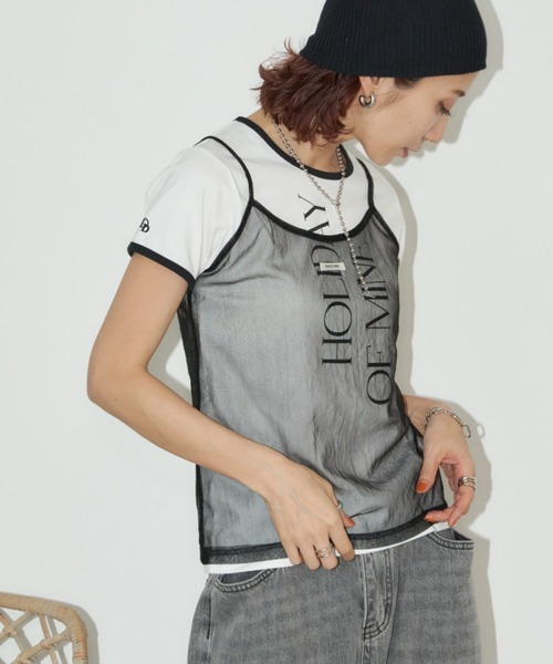 Auntie Rosa Holiday（アンティローザホリデー）の「シアーキャミソール（キャミソール・レディース・ブラック/オフホワイト・FREE）」の6枚目の写真