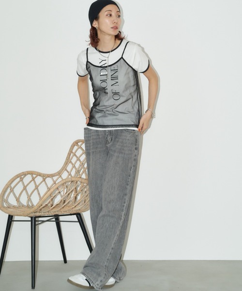 Auntie Rosa Holiday（アンティローザホリデー）の「シアーキャミソール（キャミソール・レディース・ブラック/オフホワイト・FREE）」の10枚目の写真