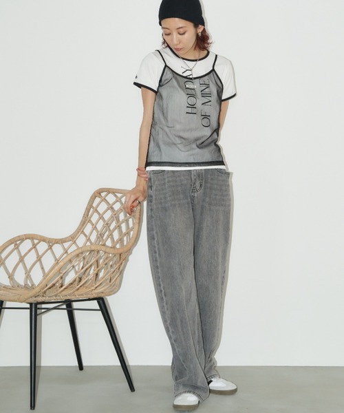 Auntie Rosa Holiday（アンティローザホリデー）の「シアーキャミソール（キャミソール・レディース・ブラック/オフホワイト・FREE）」の12枚目の写真