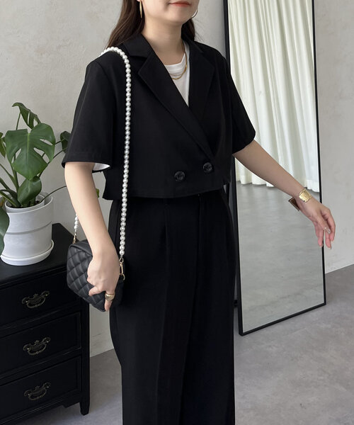 prose verse(プロズヴェール)の「ハーフスリーブショートジャケット(テーラードジャケット・レディース・ブラック・LARGE/MEDIUM)」の5枚目の写真
