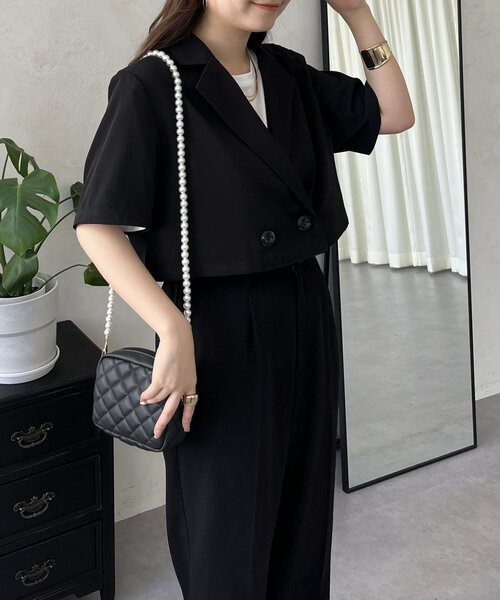 prose verse(プロズヴェール)の「ハーフスリーブショートジャケット(テーラードジャケット・レディース・ブラック・LARGE/MEDIUM)」の6枚目の写真