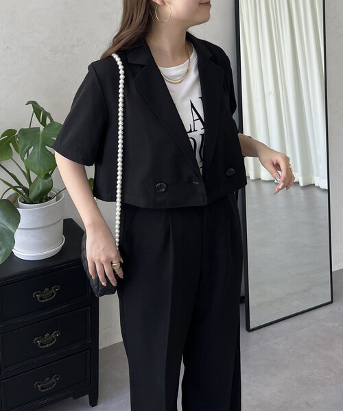 prose verse(プロズヴェール)の「ハーフスリーブショートジャケット(テーラードジャケット・レディース・ブラック・LARGE/MEDIUM)」の7枚目の写真