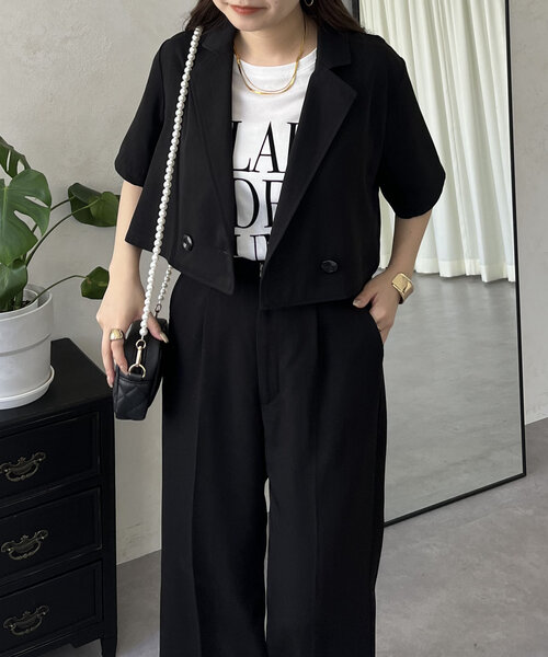 prose verse(プロズヴェール)の「ハーフスリーブショートジャケット(テーラードジャケット・レディース・ブラック・LARGE/MEDIUM)」の10枚目の写真
