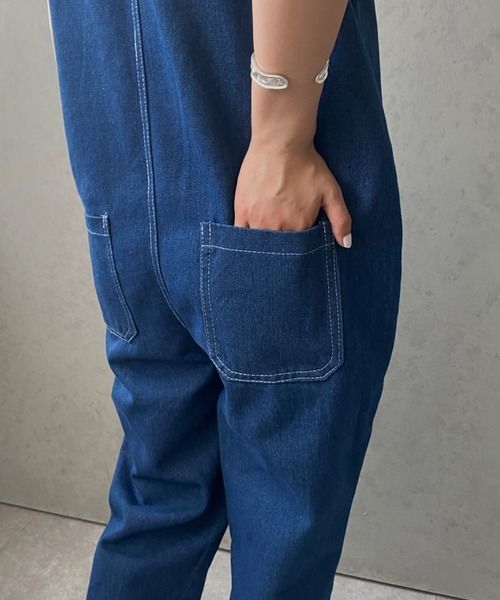 セール】ワイドデニムオーバーオール（サロペット/オーバーオール