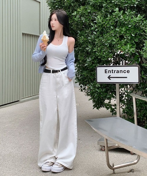 BEIDELLI（ベイデリー）の「[BELLIDE MADE] ハートペンダントクロップノースリーブ（タンクトップ・レディース・ブラック/グレー/ホワイト・FREE）」の8枚目の写真