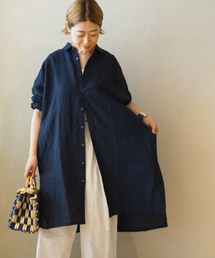 40リネン チュニックシャツ