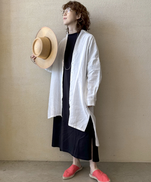 JOURNAL STANDARD LUXE（ジャーナルスタンダード　ラックス）の「40リネン チュニックシャツ（シャツ/ブラウス・レディース・ホワイト/ネイビー・FREE）」の18枚目の写真