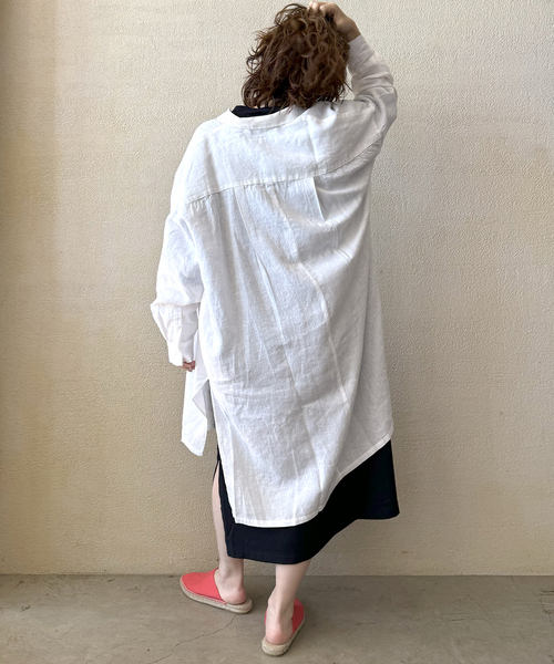 JOURNAL STANDARD LUXE（ジャーナルスタンダード　ラックス）の「40リネン チュニックシャツ（シャツ/ブラウス・レディース・ホワイト/ネイビー・FREE）」の19枚目の写真