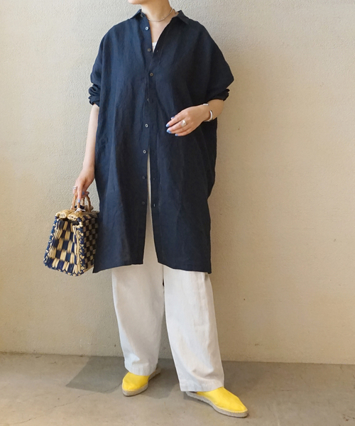 JOURNAL STANDARD LUXE（ジャーナルスタンダード　ラックス）の「40リネン チュニックシャツ（シャツ/ブラウス・レディース・ホワイト/ネイビー・FREE）」の20枚目の写真