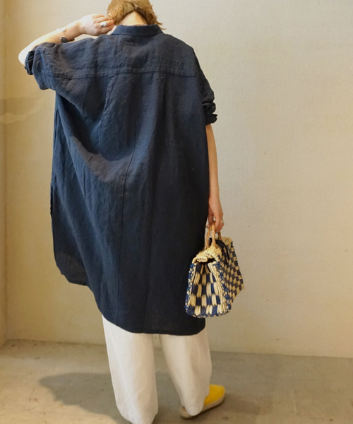 JOURNAL STANDARD LUXE（ジャーナルスタンダード　ラックス）の「40リネン チュニックシャツ（シャツ/ブラウス・レディース・ホワイト/ネイビー・FREE）」の22枚目の写真