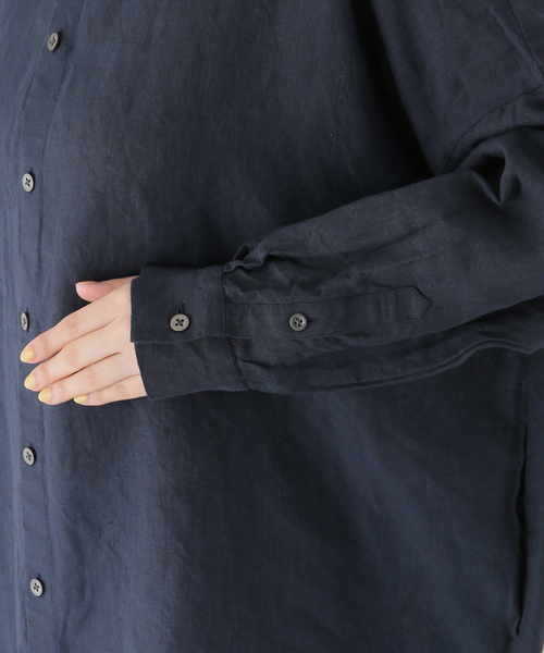JOURNAL STANDARD LUXE（ジャーナルスタンダード　ラックス）の「40リネン チュニックシャツ（シャツ/ブラウス・レディース・ホワイト/ネイビー・FREE）」の8枚目の写真