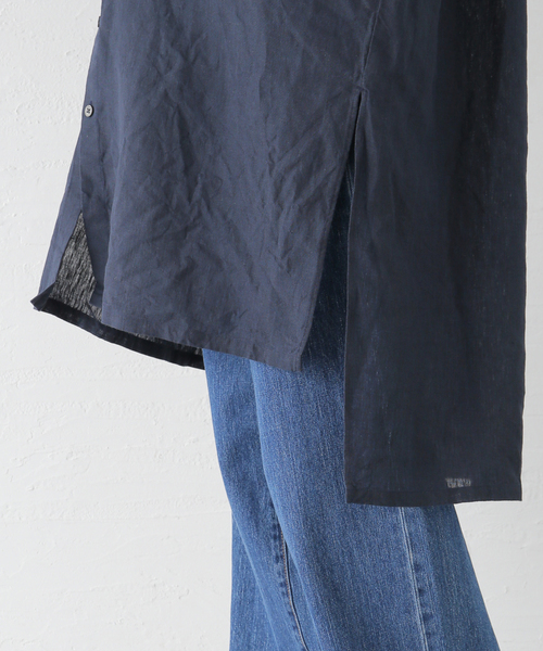JOURNAL STANDARD LUXE（ジャーナルスタンダード　ラックス）の「40リネン チュニックシャツ（シャツ/ブラウス・レディース・ホワイト/ネイビー・FREE）」の11枚目の写真