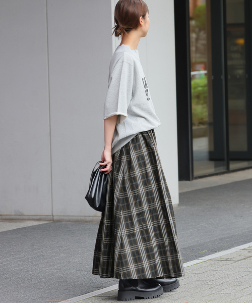 JOURNAL STANDARD relume（ジャーナルスタンダード　レリューム）の「ウォッシャブルチェックタフタイージースカート（スカート・レディース・ブラック/カーキ・FREE）」の7枚目の写真