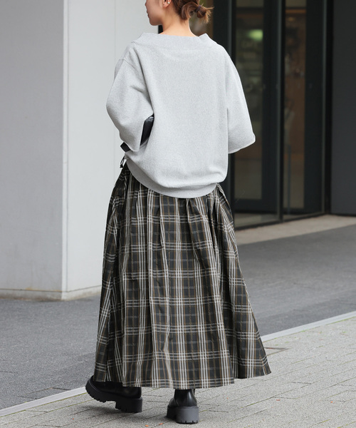 JOURNAL STANDARD relume（ジャーナルスタンダード　レリューム）の「ウォッシャブルチェックタフタイージースカート（スカート・レディース・ブラック/カーキ・FREE）」の8枚目の写真