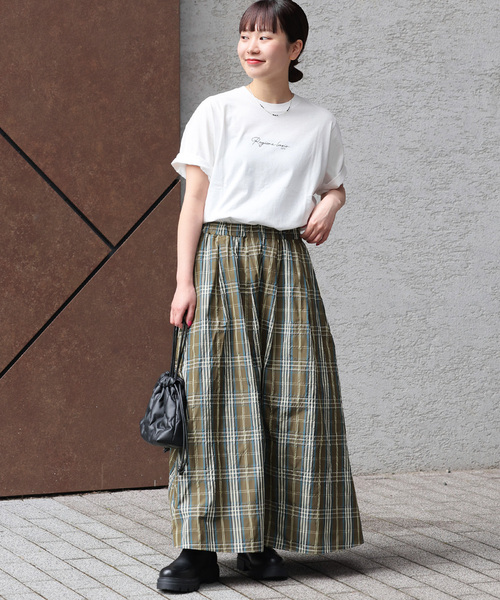 JOURNAL STANDARD relume（ジャーナルスタンダード　レリューム）の「ウォッシャブルチェックタフタイージースカート（スカート・レディース・ブラック/カーキ・FREE）」の12枚目の写真