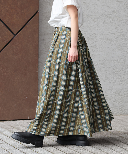 JOURNAL STANDARD relume（ジャーナルスタンダード　レリューム）の「ウォッシャブルチェックタフタイージースカート（スカート・レディース・ブラック/カーキ・FREE）」の18枚目の写真