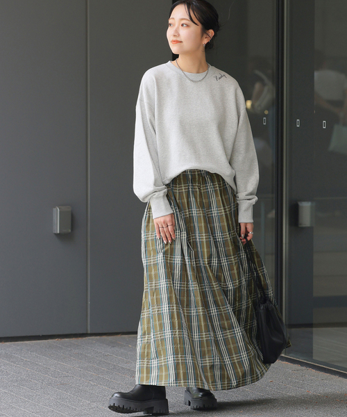 JOURNAL STANDARD relume（ジャーナルスタンダード　レリューム）の「ウォッシャブルチェックタフタイージースカート（スカート・レディース・ブラック/カーキ・FREE）」の19枚目の写真