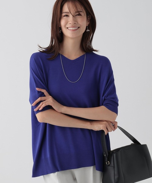 Elura（エルーラ）の「やっとタッチニットプルオーバー/133603（ニット/セーター・レディース・ブルー/ブラック/ライトベージュ・FREE）」の3枚目の写真