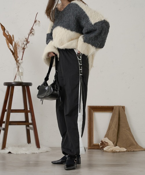 Ambre Neige（アンブルネージュ）の「ribbon side line pants / リボンサイドラインパンツ（その他パンツ・レディース・ブラック/アイボリー/ベビーピンク・FREE）」の16枚目の写真