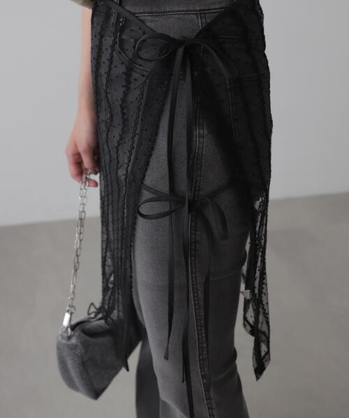 FREE'S MART（フリーズマート）の「レースラップスカート（スカート・レディース・ブラック/ホワイト・FREE）」の4枚目の写真