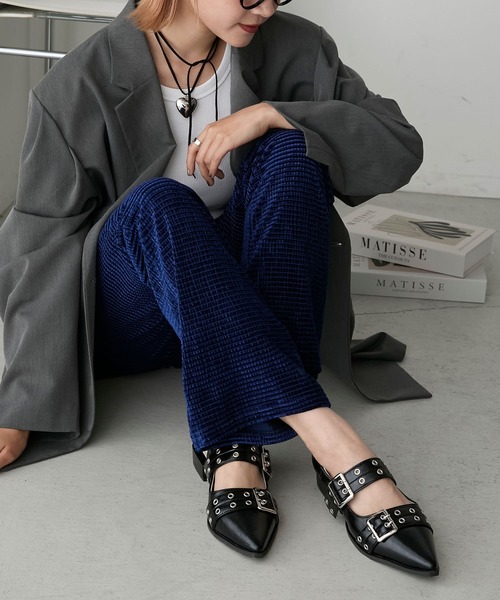 forksy.】【セットアップ対応】小花柄ワッフルパイピングショート