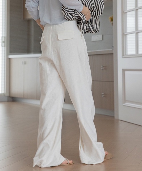 ANOTHER S（アナザーエス）の「リネン100%タック入りワイドパンツ