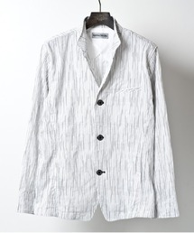 メンズのテーラードジャケット（ホワイト/白色系・ストライプ柄