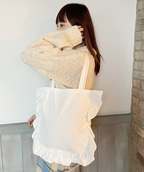 RUBY AND YOU（ルビーアンドユー）の「［select］フリルトートバッグ（トートバッグ・レディース・ホワイト/ブラック・FREE）」の10枚目の写真