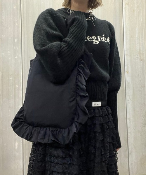 RUBY AND YOU（ルビーアンドユー）の「［select］フリルトートバッグ（トートバッグ・レディース・ホワイト/ブラック・FREE）」の9枚目の写真