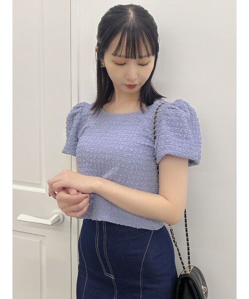 dazzlin(ダズリン)の「バックリボンシャーリングカットプルオーバー(Tシャツ/カットソー・レディース・パープル/オフホワイト/ブラック・FREE)」の9枚目の写真