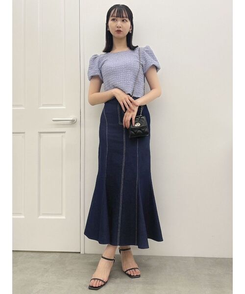 dazzlin(ダズリン)の「バックリボンシャーリングカットプルオーバー(Tシャツ/カットソー・レディース・パープル/オフホワイト/ブラック・FREE)」の10枚目の写真