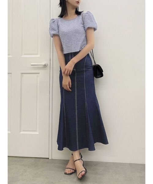 dazzlin(ダズリン)の「バックリボンシャーリングカットプルオーバー(Tシャツ/カットソー・レディース・パープル/オフホワイト/ブラック・FREE)」の11枚目の写真