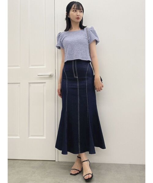 dazzlin(ダズリン)の「バックリボンシャーリングカットプルオーバー(Tシャツ/カットソー・レディース・パープル/オフホワイト/ブラック・FREE)」の13枚目の写真