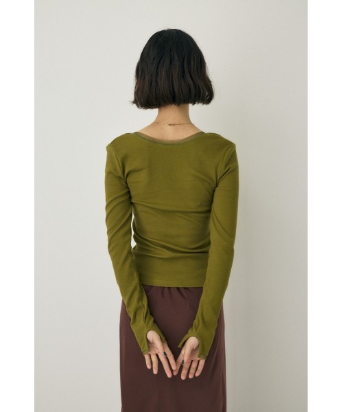 M_（エムアンダーバー）の「オーガニックコットン×リサイクルポリエステルチュールの2WAY長袖トップス（Tシャツ/カットソー・レディース・ブラック/ライトベージュ/グリーン・FREE）」の19枚目の写真