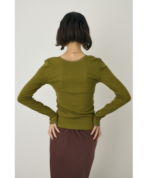 M_（エムアンダーバー）の「オーガニックコットン×リサイクルポリエステルチュールの2WAY長袖トップス（Tシャツ/カットソー・レディース・ブラック/ライトベージュ/グリーン・FREE）」の18枚目の写真