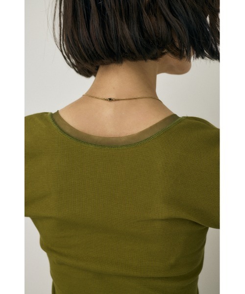 M_（エムアンダーバー）の「オーガニックコットン×リサイクルポリエステルチュールの2WAY長袖トップス（Tシャツ/カットソー・レディース・ブラック/ライトベージュ/グリーン・FREE）」の17枚目の写真