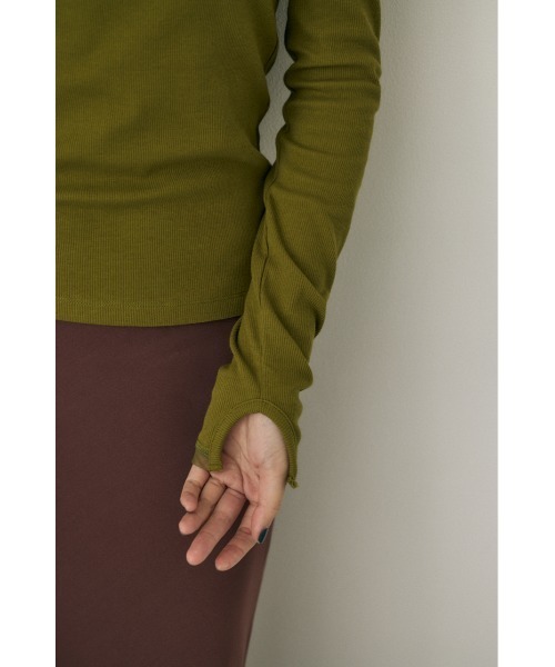 M_（エムアンダーバー）の「オーガニックコットン×リサイクルポリエステルチュールの2WAY長袖トップス（Tシャツ/カットソー・レディース・ブラック/ライトベージュ/グリーン・FREE）」の16枚目の写真