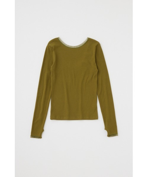 M_（エムアンダーバー）の「オーガニックコットン×リサイクルポリエステルチュールの2WAY長袖トップス（Tシャツ/カットソー・レディース・ブラック/ライトベージュ/グリーン・FREE）」の14枚目の写真