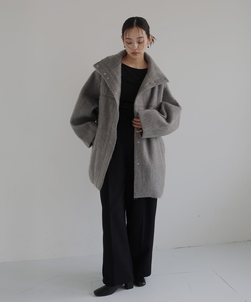 冬コート❣️シャギースタンドカラーコート シャギーコート ブラウン hellam hellam（へラム）の「シャギースタンドカラーコート（ステン