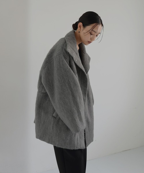 hellam シャギーステンカラーコート hellam ステンカラーコート コート シャギースタンドカラー