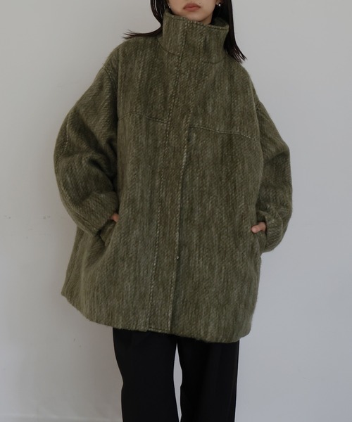 hellam シャギーステンカラーコート hellam ステンカラーコート コート シャギースタンドカラー