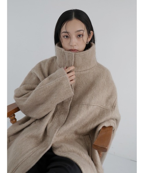hellam シャギースタンドカラーコート　アイボリー hellam（へラム）の「シャギースタンドカラーコート（ステンカラー