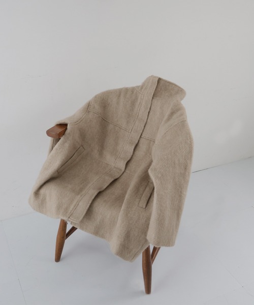 hellam（へラム）の「シャギースタンドカラーコート（ステンカラーコート・レディース・アイボリー/杢グレー/チャコール/ブラウン/マスタード/カーキ/ホワイト/グレー/ベージュ・FREE）」の16枚目の写真