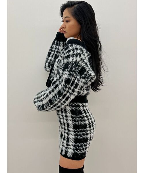 GYDA(ジェイダ)の「【SETUP着用可】シャギーCHECK PATTERN MIXニットトップス(ニット/セーター・レディース・ベージュ/アイボリー/ブラック・FREE)」の6枚目の写真