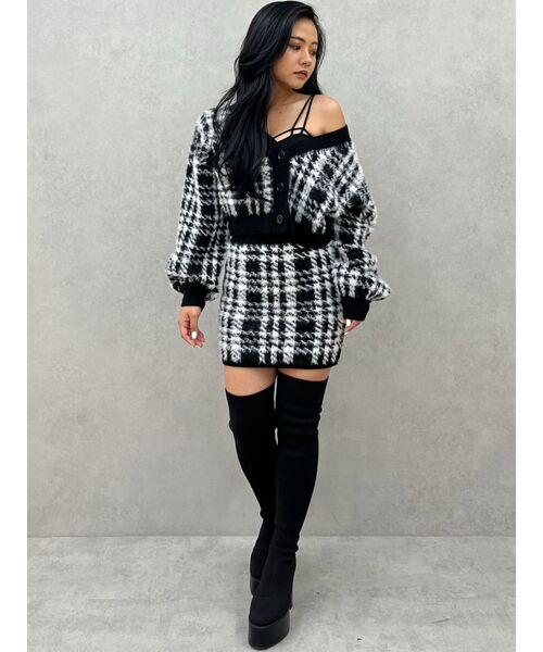 GYDA(ジェイダ)の「【SETUP着用可】シャギーCHECK PATTERN MIXニットトップス(ニット/セーター・レディース・ベージュ/アイボリー/ブラック・FREE)」の8枚目の写真