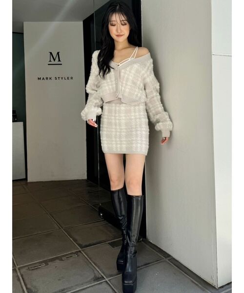GYDA(ジェイダ)の「【SETUP着用可】シャギーCHECK PATTERN MIXニットトップス(ニット/セーター・レディース・ベージュ/アイボリー/ブラック・FREE)」の20枚目の写真