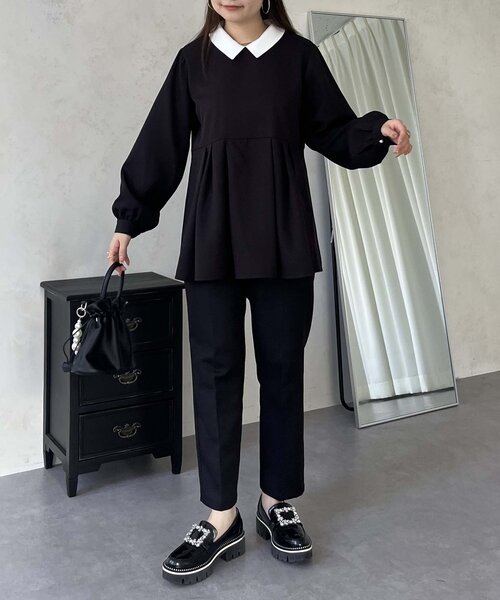 prose verse（プロズヴェール）の「【襟取り外し可能】2way白襟ペプラムブラウス（シャツ/ブラウス・レディース・ブラック・MEDIUM/LARGE）」の12枚目の写真