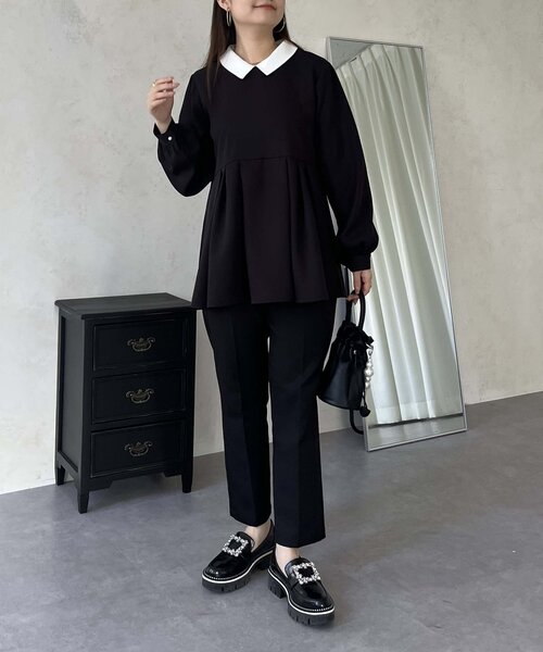 prose verse（プロズヴェール）の「【襟取り外し可能】2way白襟ペプラムブラウス（シャツ/ブラウス・レディース・ブラック・MEDIUM/LARGE）」の9枚目の写真